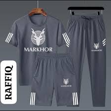Men’s Premium Summer Printed Tracksuit – 3 Piece Grey Set