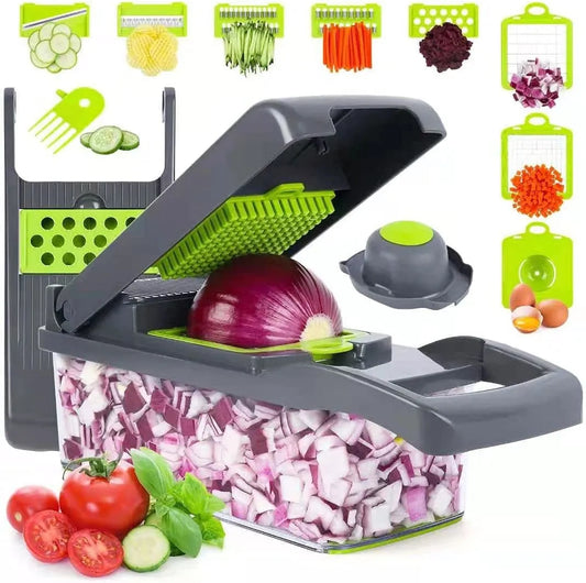 16-Pcs Vegetable Chopper – Multi-Function Slicer, Dicer & Grater