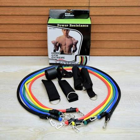 Short Product Title  JMW 11-Pcs Resistance Bands Home Gym Set – 5 Latex Tubes, Chest & Muscle Workout