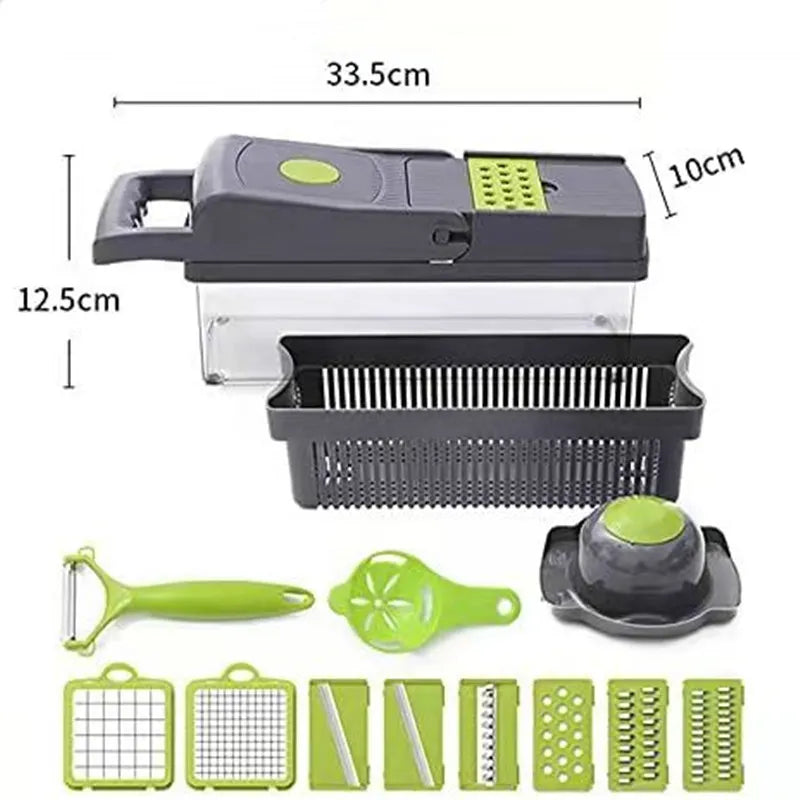 16-Pcs Vegetable Chopper – Multi-Function Slicer, Dicer & Grater