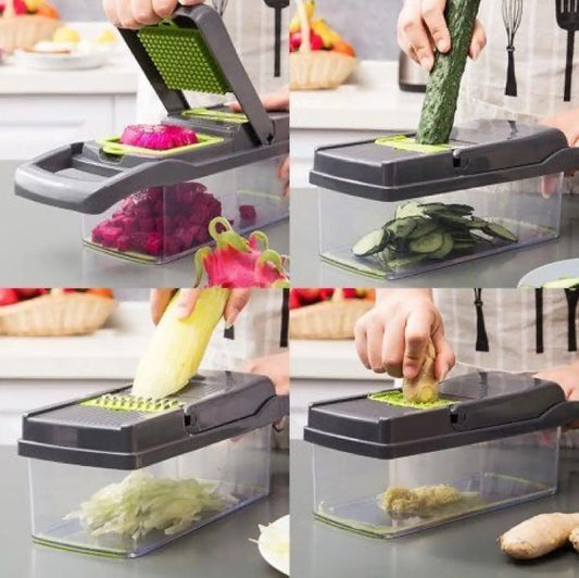 16-Pcs Vegetable Chopper – Multi-Function Slicer, Dicer & Grater