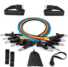 Short Product Title  JMW 11-Pcs Resistance Bands Home Gym Set – 5 Latex Tubes, Chest & Muscle Workout