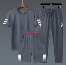 Men’s Premium Summer Printed Tracksuit – 3 Piece Grey Set