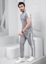 Men’s Premium Summer Printed Tracksuit – 3 Piece Grey Set