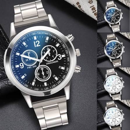 Pack of 2 Luxury Classic Watches for Men & Boys – Silver Wrist Bracelet Chain