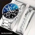 Pack of 2 Luxury Classic Watches for Men & Boys – Silver Wrist Bracelet Chain