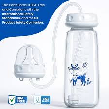 Handsfree Baby Feeding Bottle 240ml – BPA-Free Silicone Straw Feeder