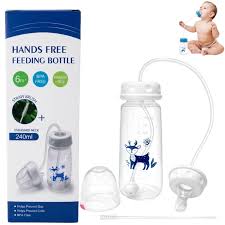Handsfree Baby Feeding Bottle 240ml – BPA-Free Silicone Straw Feeder