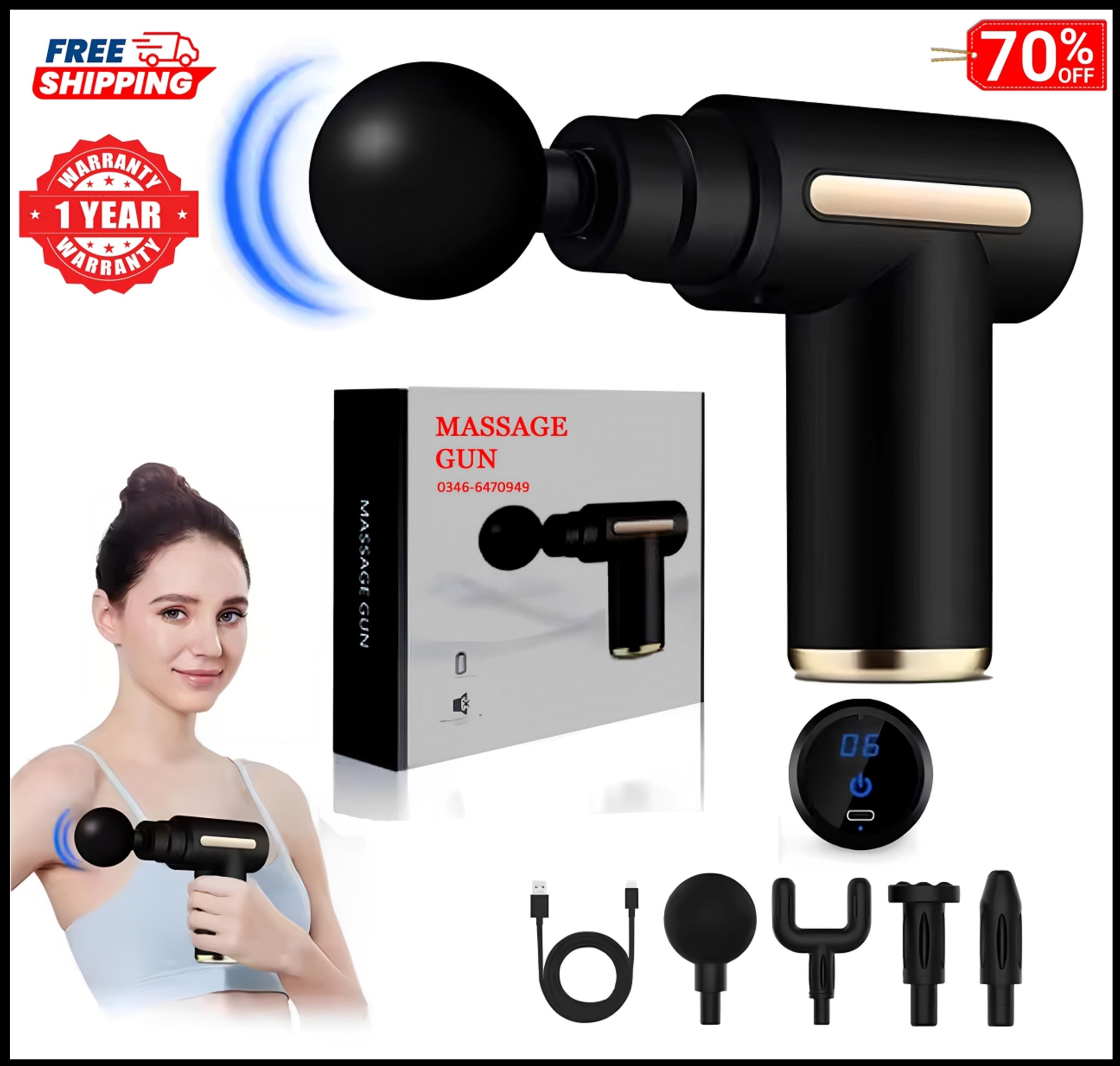 Massage Gun Body Massager – Deep Tissue Muscle Relaxation & Full Body Massage